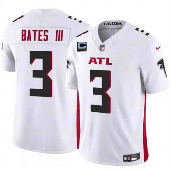 Men Atlanta Falcons 3 Jesse Bates III White 2025 F U S E With 4 Star C Patch Vapor Untouchable Limited Stitched Football Jersey
