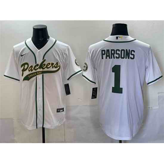 Men Green Bay Packers 1 Micah Parsons White Cool Base Stitched Baseball Jersey