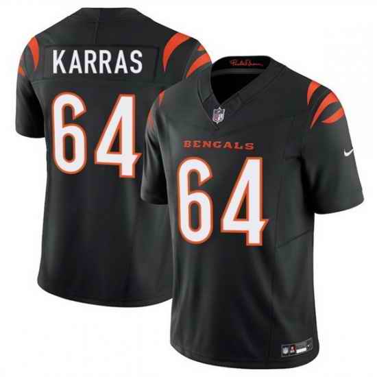 Men Cincinnati Bengals 64 Ted Karras Black 2025 F U S E  Vapor Untouchable Limited Stitched Football Jersey