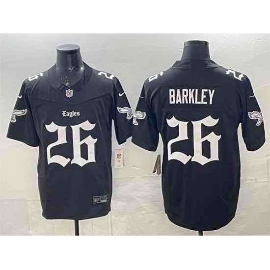 Men Philadelphia Eagles 26 Saquon Barkley Black 2025 F U S E   Gothic Philly Edition Vapor Limited Stitched Football Jersey