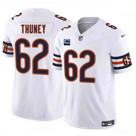 Men Chicago Bears 62 Joe Thuney White 2025 F U S E  With 1 Star C Patch Vapor Untouchable Limited Stitched Football Jersey