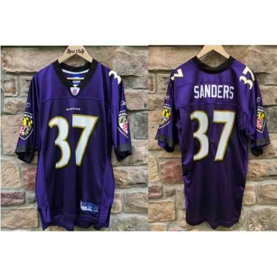 Men 2004 Deion Sanders Baltimore Ravens #37 Reebok Brand Purple Stitched NFL Jersey