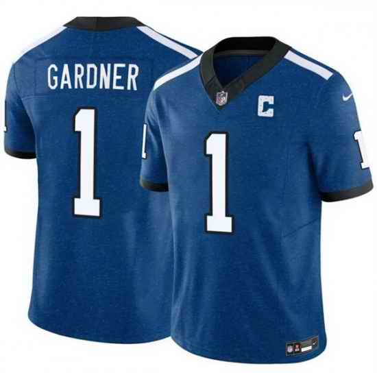 Men Indianapolis Colts 1 Sauce Gardner Blue 2025 F U S E  Throwback Vapor Limited Stitched Football Jersey