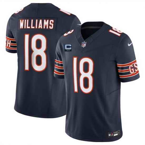 Men Chicago Bears 18 Caleb Williams Navy 2025 F U S E  With 2 Star C Patch Vapor Untouchable Limited Stitched Football Jersey