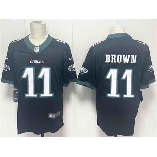 Men Philadelphia Eagles 11 A J  Brown Black 2024 New Vapor Untouchable Limited Stitched Football Jersey