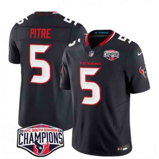 Men Houston Texans 5 Jalen Pitre Navy F U S E  2024 AFC South Division Champions Vapor Limited Stitched Football Jersey