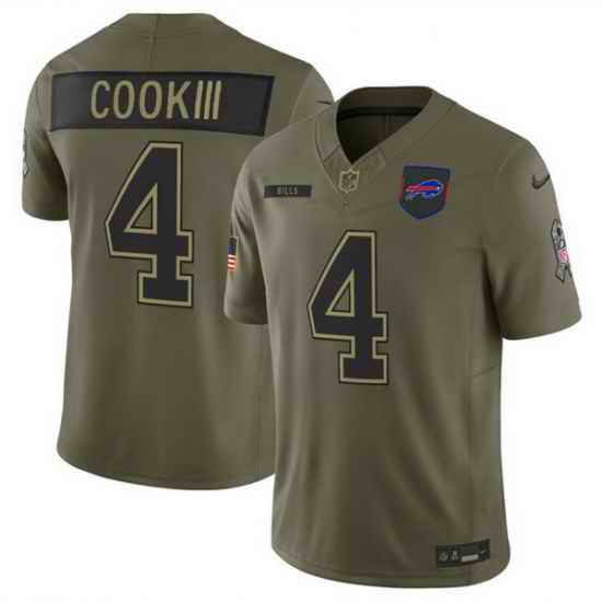 Men Buffalo Bills 4 James Cook III Olive 2025 F U S E  Salute to Service Limited Stitched Football Jersey