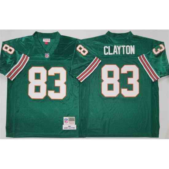 Men Miami Dolphins 83 Mark Clayton Aqua Throwback Stitched Football Jersey