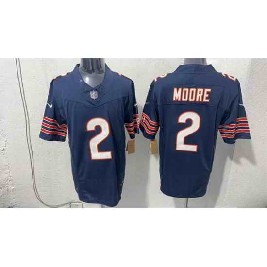 Men Chicago Bears 2 D J Moore Navy 2026 F U S E Vapor Untouchable Limited Stitched Football Jersey