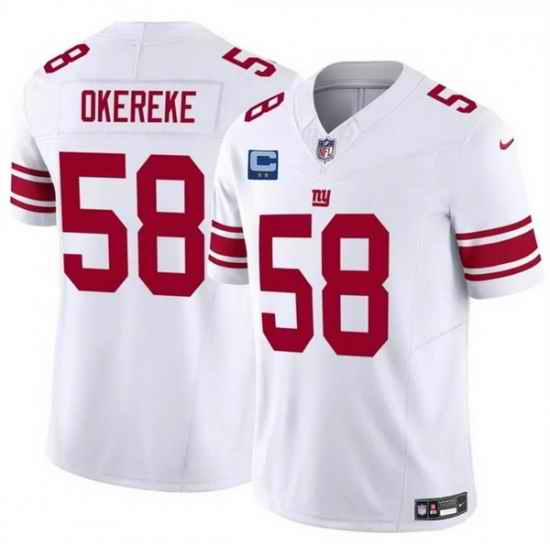 Men New York Giants 58 Bobby Okereke White 2025 F U S E  With 2 Star C Patch Vapor Untouchable Limited Stitched Jersey