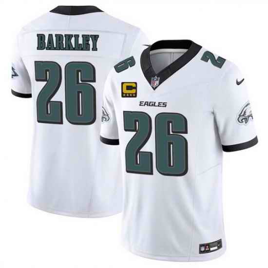 Men Philadelphia Eagles 26 Saquon Barkley White 2025 F U S E  With 4 Star C Patch Vapor Untouchable Limited Stitched Football Jersey