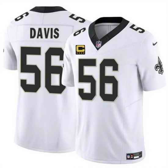 Men New Orleans Saints 56 DeMario Davis White 2025 F U S E With 4 Star C Patch Vapor Limited Stitched Football Jersey
