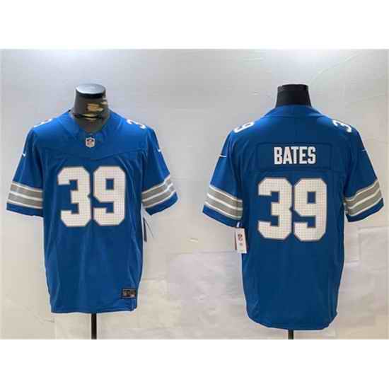 Men Detroit Lions 39 Jake Bates Blue 2024 F U S E  Vapor Limited Stitched Jersey