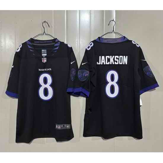 Men Baltimore Ravens  8 Lamar Jackson Black 2026 Alternate Vapor Stitched Limited Football Jersey