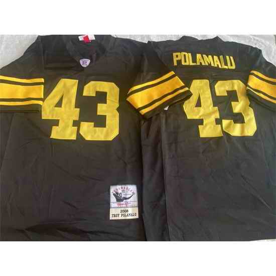Men Pittsburgh Steelers 43 Troy Polamalu Black Color Rush Stitched Football Jersey