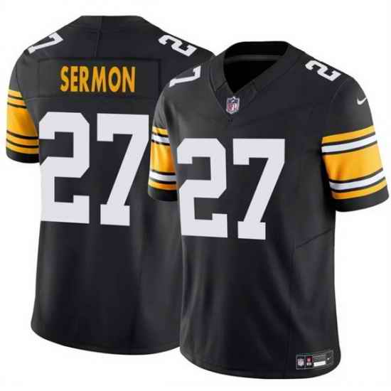 Men Pittsburgh Steelers 27 Trey Sermon Black 2025 F U S E  Alternate Vapor Untouchable Limited Stitched Jersey