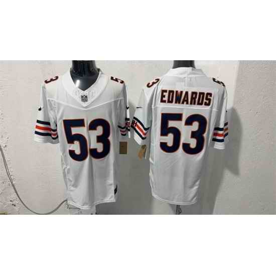 Men Chicago Bears 53 T J Edwards White 2026 F U S E Vapor Untouchable Limited Stitched Football Jersey
