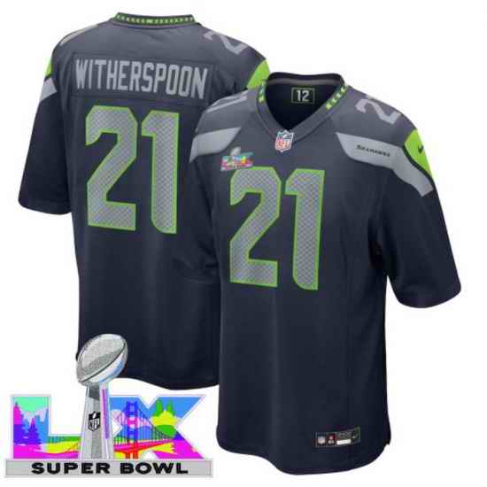 Men Women Youth Seattle Seahawks #21 Devon Witherspoon 2025 2026 Super Bowl LX F U S E Stitched NFL Jersey Blue