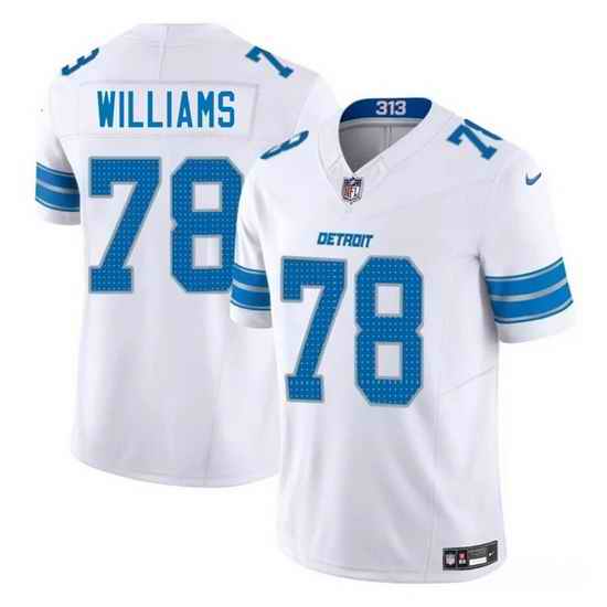Men Detroit Lions 78 Tyleik Williams White 2025 Draft F U S E  Vapor Limited Stitched Jersey