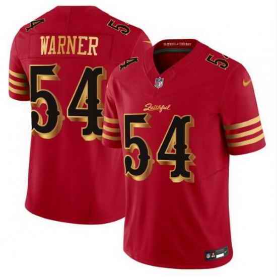 Men San Francisco 49ers 54 Fred Warner Red Gold 2025 F U S E   u201CRivalries u201D Vapor Limited Stitched Football Jersey