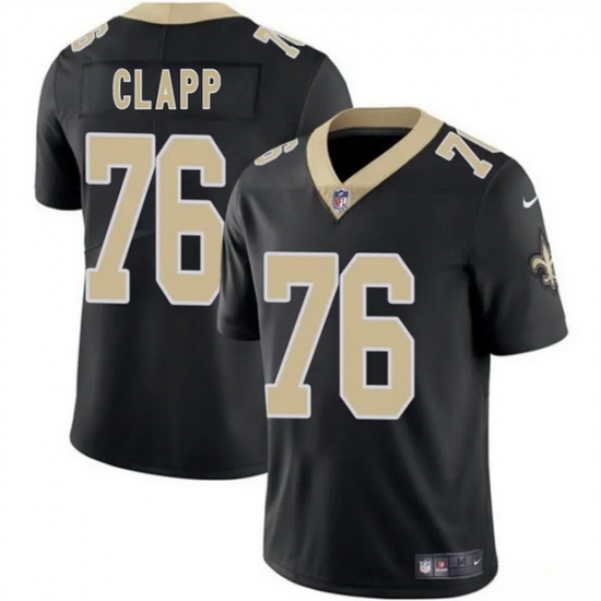 Men New Orleans Saints 76 Will Clapp Black 2025 Vapor Limited Stitched Football Jersey
