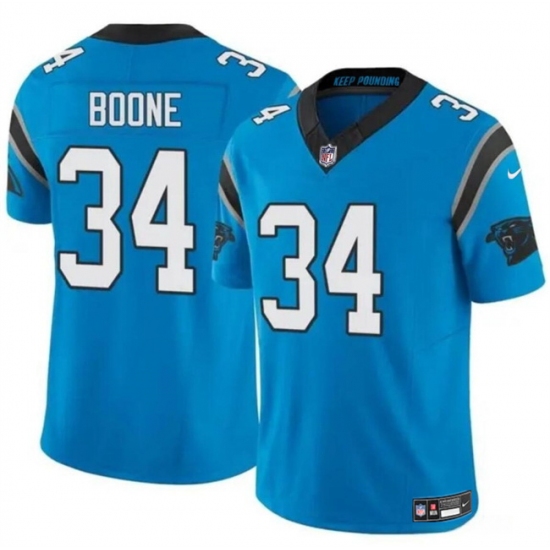 Men Carolina Panthers 34 Mike Boone Blue 2024 F U S E  Vapor Limited Stitched Football Jersey