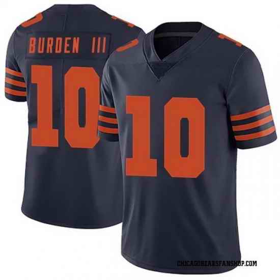 Men Chicago  10 Luther Burden III Bears Navy 2024 Draft Color Rush F U S E Vapor Stitched Football Jersey