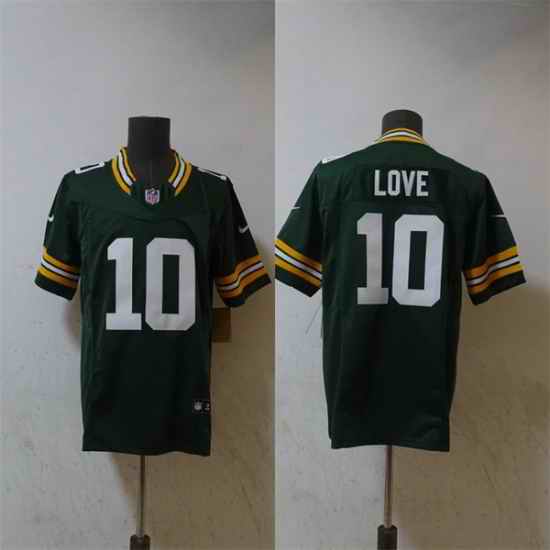 Men Green Bay Packers 10 Jordan Love Green Vapor 2024 F U S E  Limited Stitched Football Jersey
