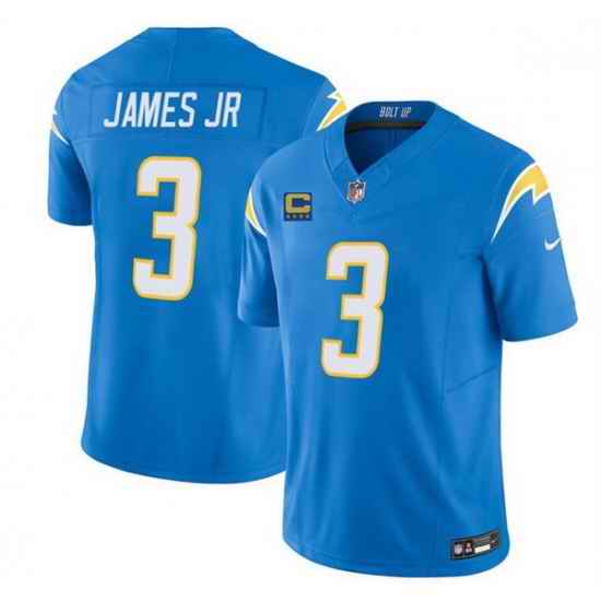 Men Los Angeles Chargers 3 Derwin James JR Blue 2025 F U S E With 4 Star C Patch Vapor Limited Stitched Football Jersey