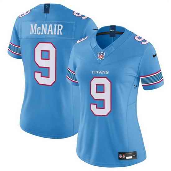 Women Tennessee Titans  9 Steve McNair Light Blue 2026 F U S E  Vapor Limited Stitched Football Jersey