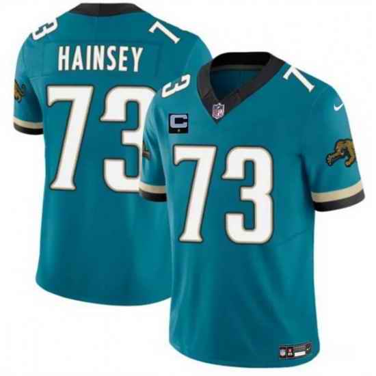 Men Jacksonville Jaguars 73 Robert Hainsey Teal 2025 F U S E  With 1 Star C Patch Prowler Throwback Vapor Limited Stitched Football Jersey