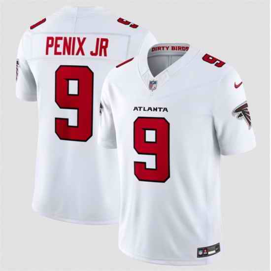 Men Atlanta Falcons  9 Michael Penix Jr  White 2026 New F U S E  Vapor Untouchable Limited Stitched Football Jersey