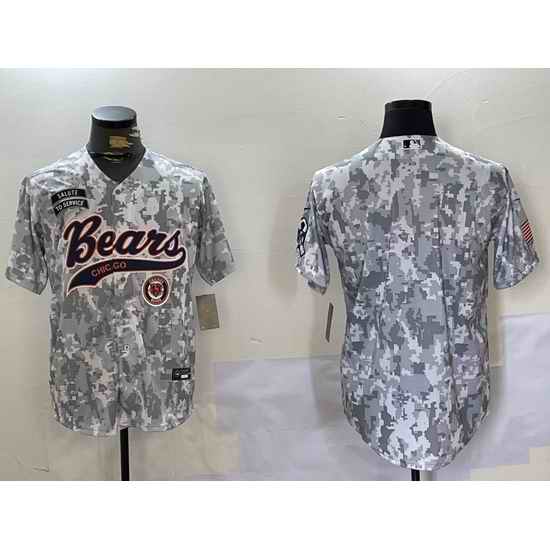 Men Chicago Bears Camo With Patch Cool Base Stitched Baseball Jersey 6