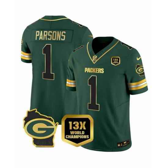 Men Green Bay Packers 1 Micah Parsons Green 2025 F U S E  Champions Patch and G Patch Vapor Untouchable Limited Stitched Football Jersey