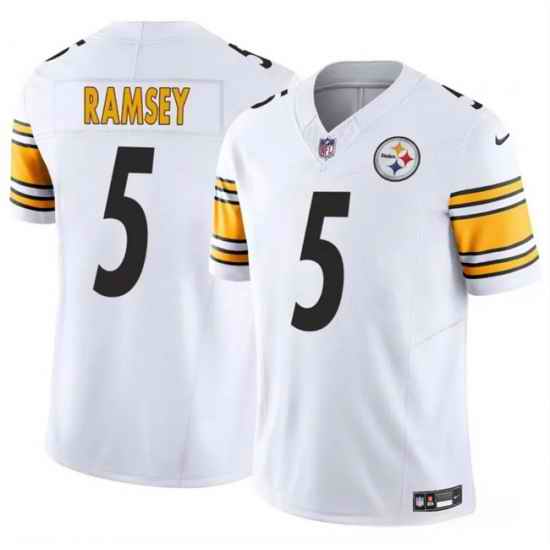 Men Pittsburgh Steelers 5 Jalen Ramsey White 2025 F U S E  Vapor Limited Stitched Football Jersey