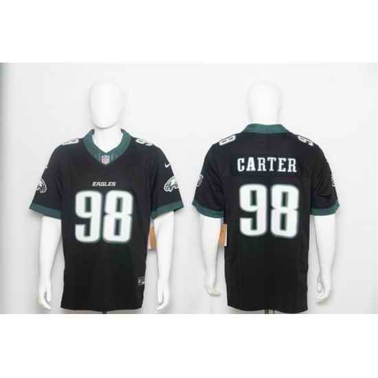 Men Philadelphia Eagles 98 Jalen Carter Black 2026 F U S E Vapor Untouchable Limited Stitched Football Jersey