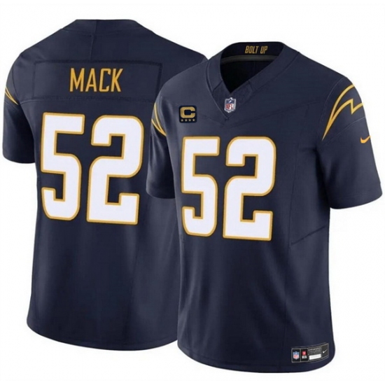 Men Los Angeles Chargers 52 Khalil Mack Navy 2024 F U S E  With 4 Star C Patch Vapor Untouchable Limited Stitched Jersey