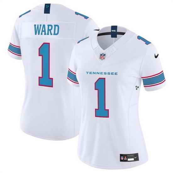 Women Tennessee Titans  1 Cameron Ward White 2026 F U S E  Vapor Limited Stitched Football Jersey