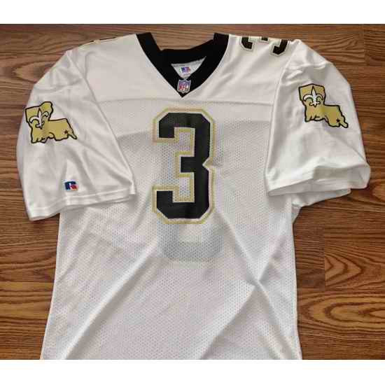 Men Mitchell And Ness Saints #3 Bobby Hebert White Throwback Stitched NFL Jerseys