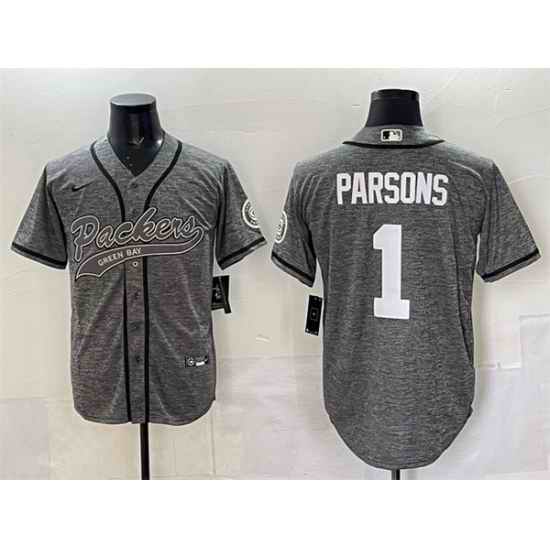 Men Green Bay Packers 1 Micah Parsons Gray Cool Base Stitched Baseball Jersey