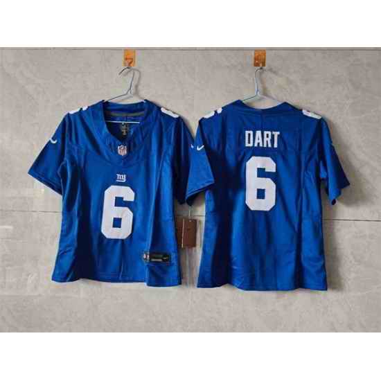 Women New York Giants 6 Jaxson Dart Blue F U S E  Vapor Stitched Jersey
