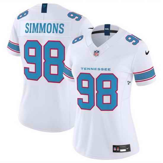 Women Tennessee Titans  98 Cameron Ward White 2026 F U S E  Vapor Limited Stitched Football Jersey