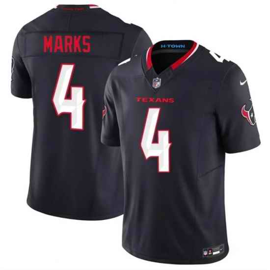 Men Houston Texans  4 Woody Marks Navy 2nd Alternate 2026 F U S E  Vapor Limited Stitched Football Jersey