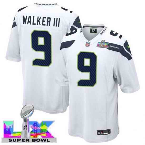 Men Women Youth Seattle Seahawks #9 Kenneth Walker III 2025 2026 Super Bowl LX F U S E Stitched NFL Jersey White