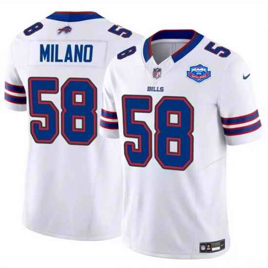 Men Buffalo Bills 58 Matt Milano Matt Milano White 2025 F U S E  With Farewell Patch Vapor Untouchable Limited Stitched Football Jersey