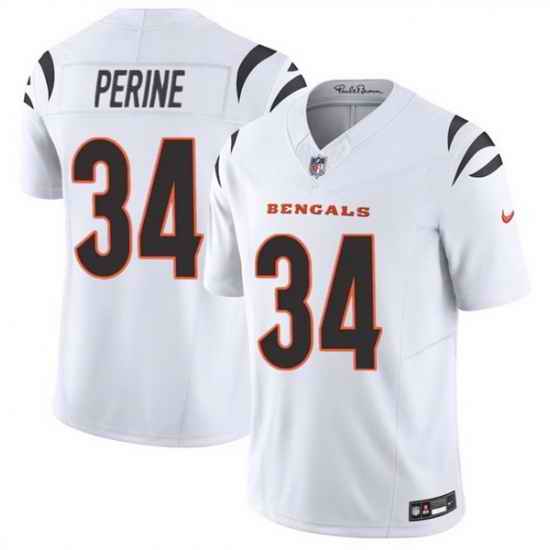 Men Cincinnati Bengals 34 Samaje Perine White 2025 F U S E  Vapor Untouchable Limited Stitched Football Jersey