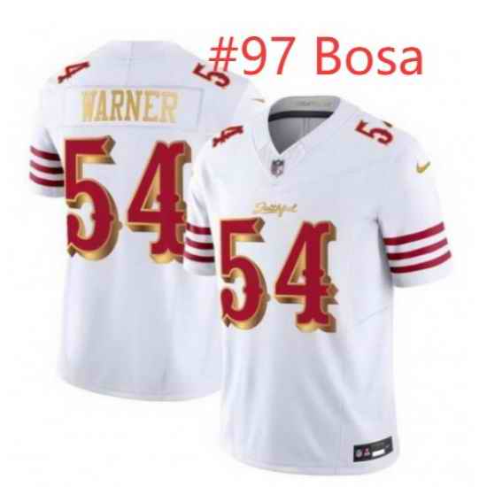 Men San Francisco 49ers Nick Bosa #97 White Gold 2025 F U S E Rivalries Vapor Limited Stitched Football Jersey