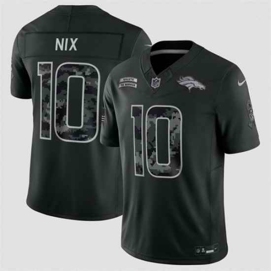 Men Denver Broncos 10 Bo Nix Black F U S E 2026 Salute to Service Limited Stitched Football Jersey