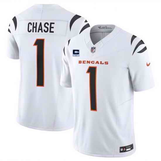 Men Cincinnati Bengals 1 Ja 27Marr Chase White 2025 F U S E  With 1 Star C Patch Vapor Untouchable Limited Stitched Football Jersey