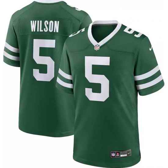 Men New York Jets 5 Garrett Wilson Green F U S E Stitched Football Jersey